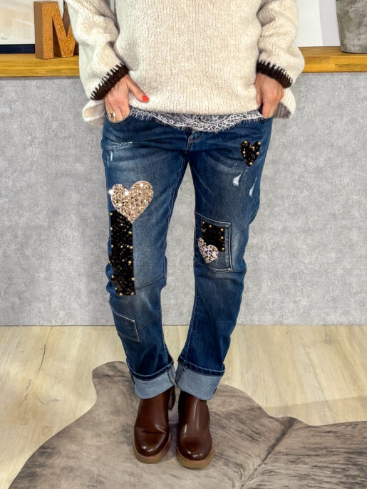 Stretch-Jeans mit ausgefallenem Print-Design und Waschung, Reißverschluss, mittlere Leibhöhe.